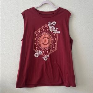 Torrid Burgundy Muscle Tee with Floral Mandala